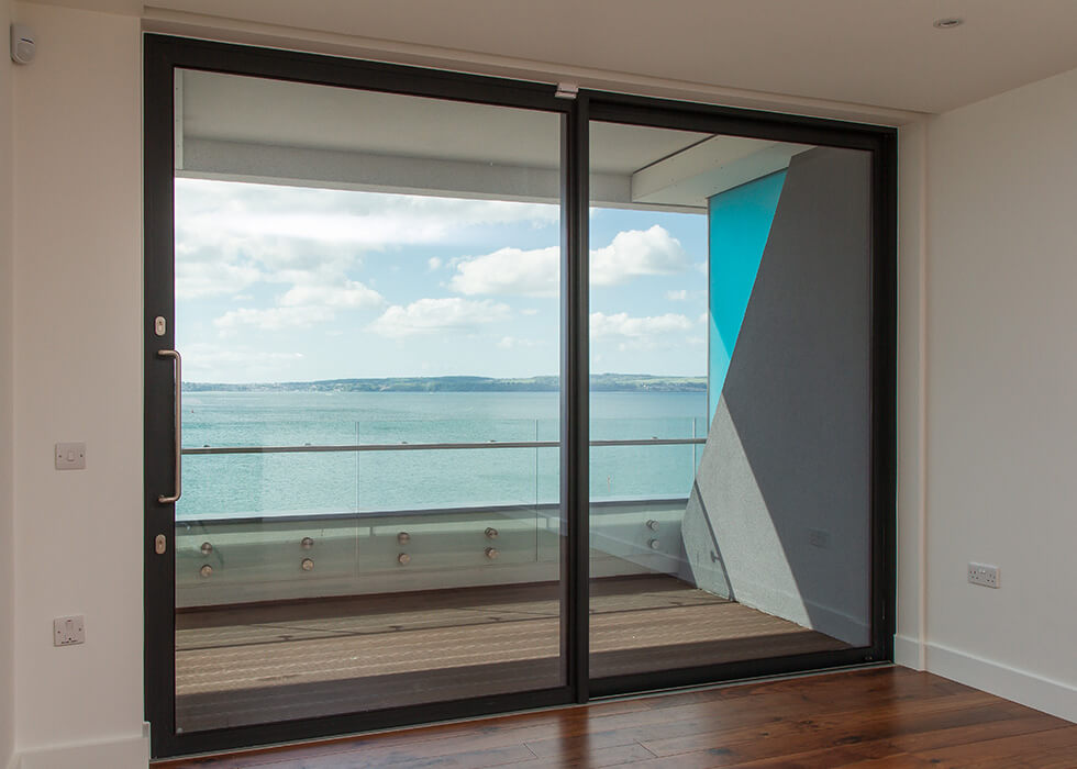 Black aluminium patio door
